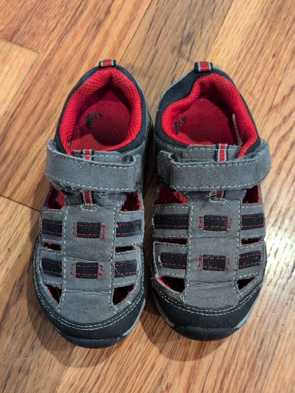 Stride Rite Gray and Red Closed-Toe Sandals
